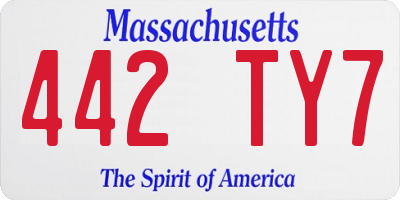 MA license plate 442TY7