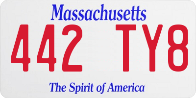 MA license plate 442TY8