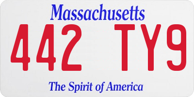MA license plate 442TY9