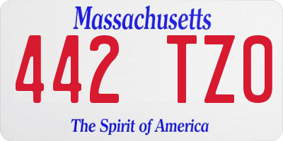 MA license plate 442TZ0