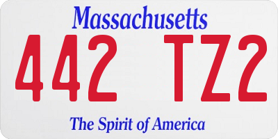 MA license plate 442TZ2