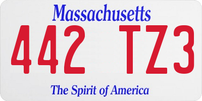 MA license plate 442TZ3