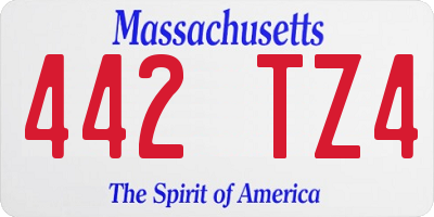 MA license plate 442TZ4