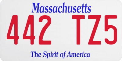 MA license plate 442TZ5