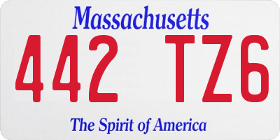 MA license plate 442TZ6