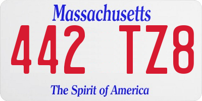 MA license plate 442TZ8