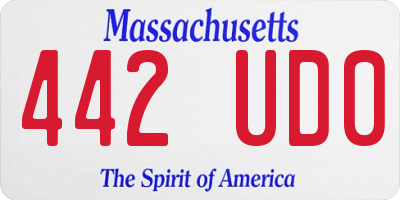 MA license plate 442UD0