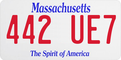 MA license plate 442UE7