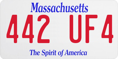 MA license plate 442UF4