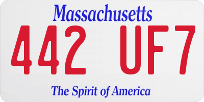 MA license plate 442UF7