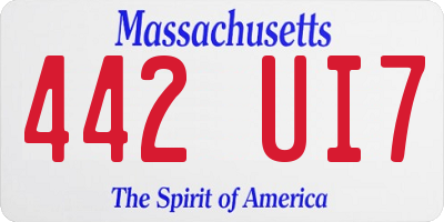 MA license plate 442UI7