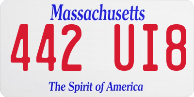 MA license plate 442UI8