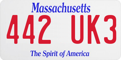 MA license plate 442UK3
