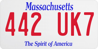 MA license plate 442UK7
