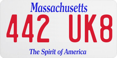 MA license plate 442UK8