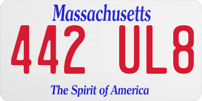 MA license plate 442UL8