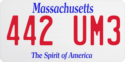 MA license plate 442UM3