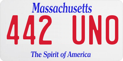 MA license plate 442UN0
