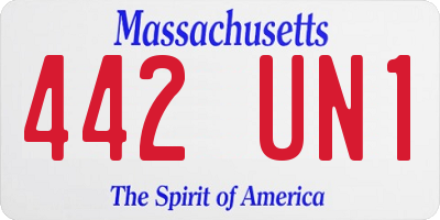 MA license plate 442UN1