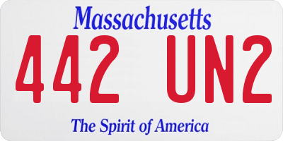 MA license plate 442UN2