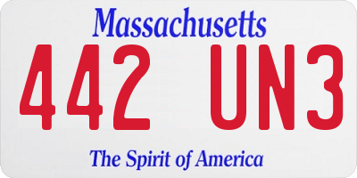 MA license plate 442UN3