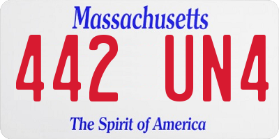MA license plate 442UN4