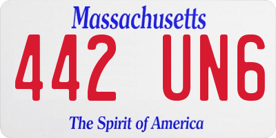 MA license plate 442UN6