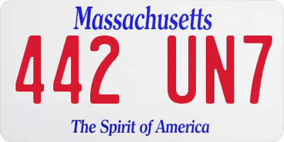 MA license plate 442UN7