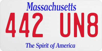 MA license plate 442UN8