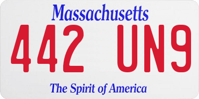 MA license plate 442UN9