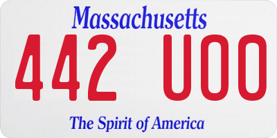 MA license plate 442UO0