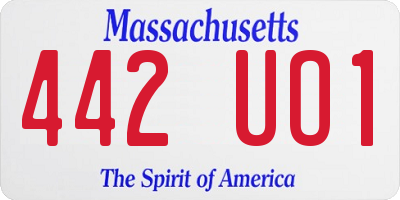 MA license plate 442UO1