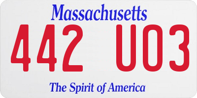 MA license plate 442UO3