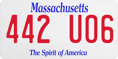 MA license plate 442UO6