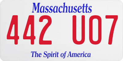 MA license plate 442UO7