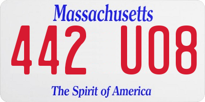 MA license plate 442UO8