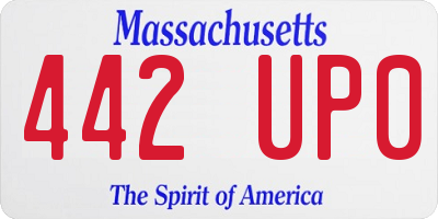 MA license plate 442UP0