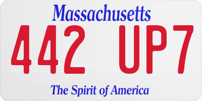 MA license plate 442UP7