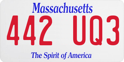 MA license plate 442UQ3