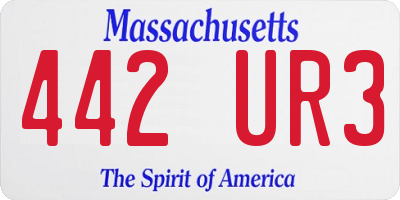MA license plate 442UR3