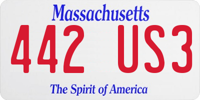 MA license plate 442US3
