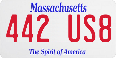 MA license plate 442US8