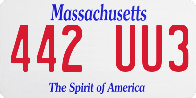 MA license plate 442UU3