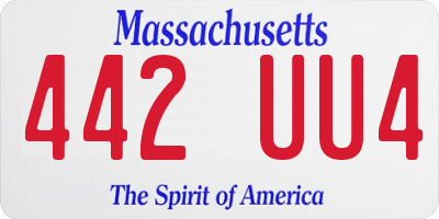 MA license plate 442UU4
