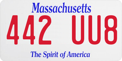 MA license plate 442UU8
