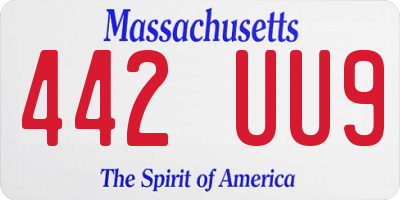MA license plate 442UU9