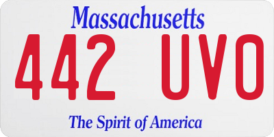 MA license plate 442UV0