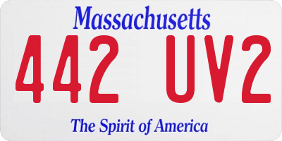 MA license plate 442UV2