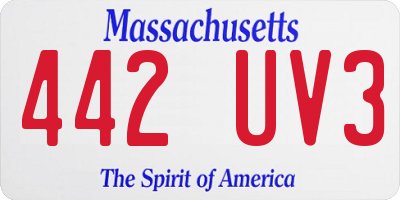 MA license plate 442UV3
