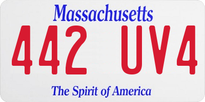 MA license plate 442UV4